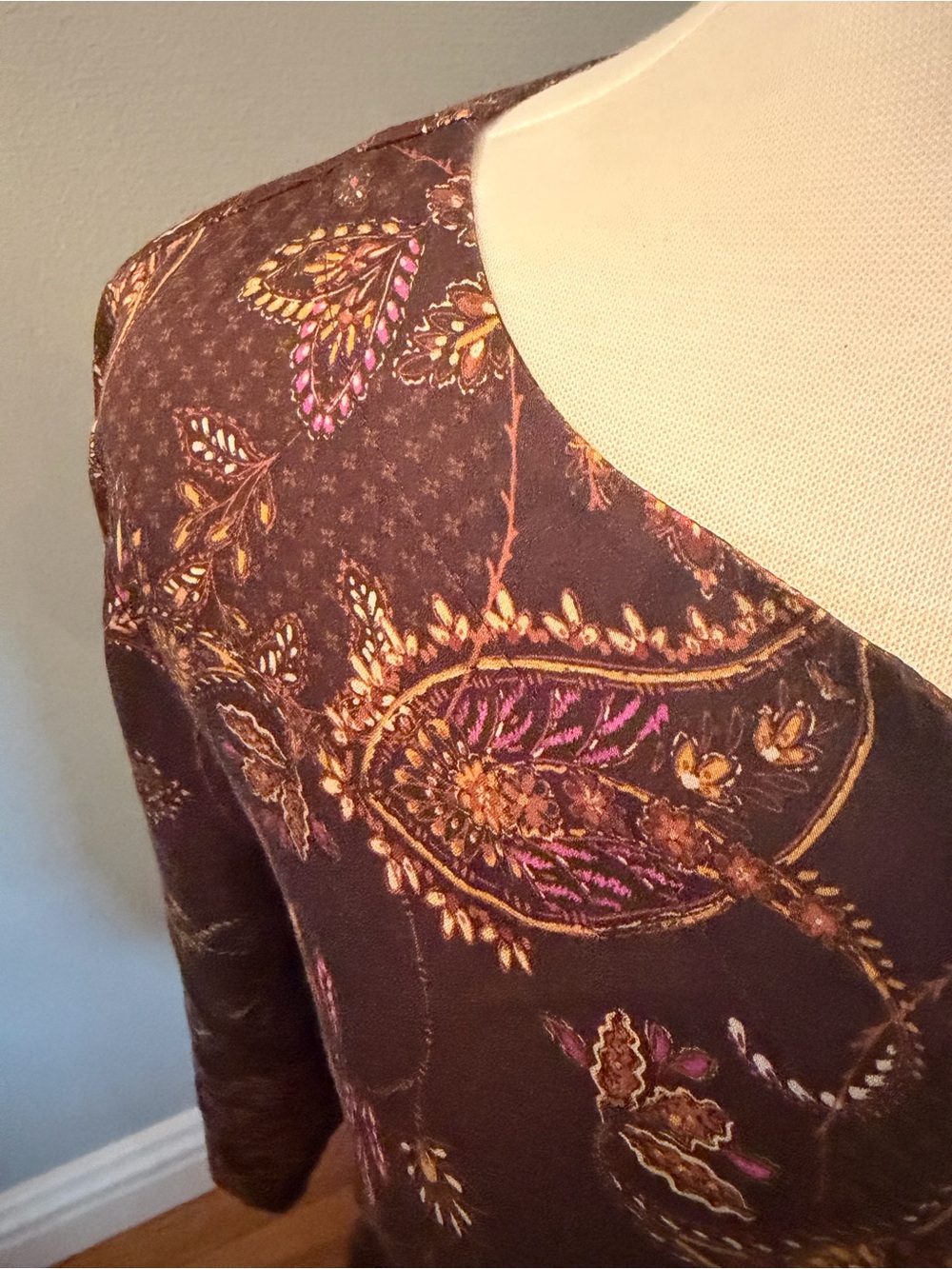J.Jill Brown Paisley Floral Midi Maxi Dress Size Medium NWT - Picture 7 of 9